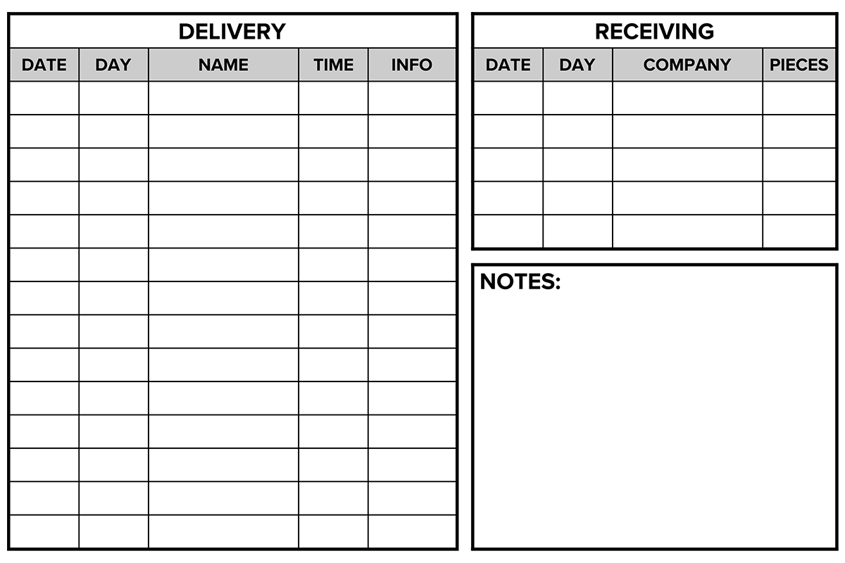 Delivery and Receiving Board