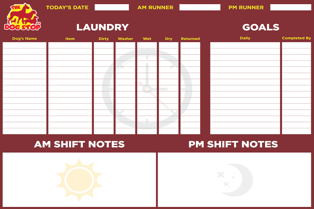 Dog Boarding Shift Notes Board