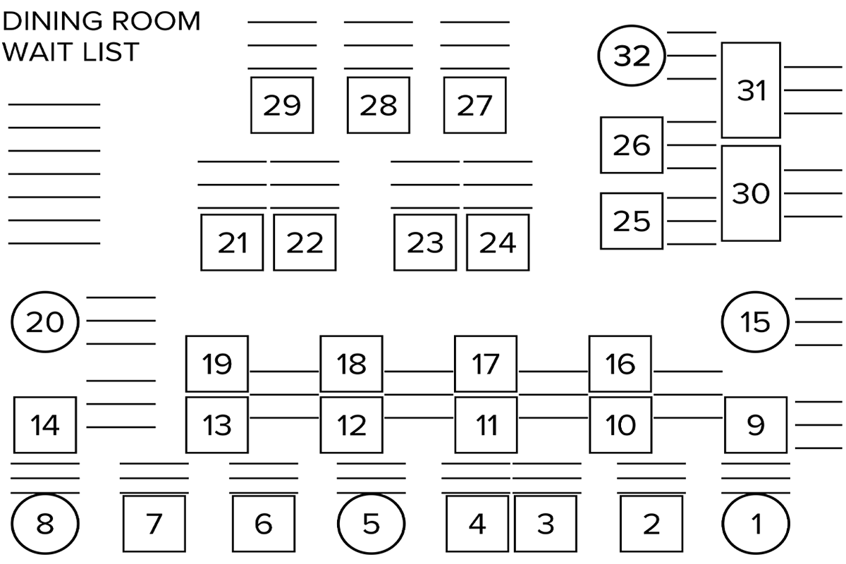 Restaurant Seating Chart Board