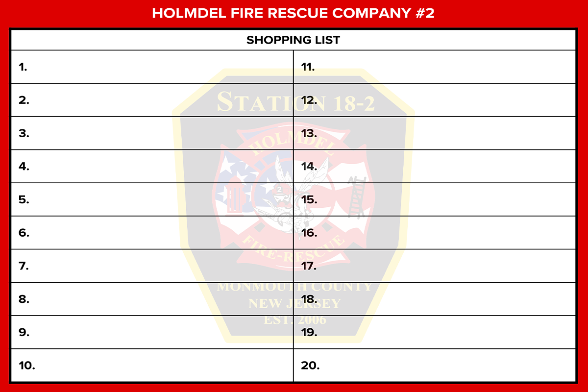 Firehouse Shopping List