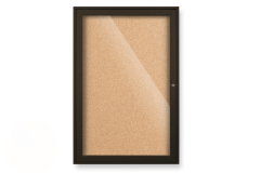 Indoor Enclosed Bulletin Board Cabinet with Coffee Trim