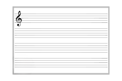 Dry Erase Music Print Board, Aluminum Trim and Tray, Magnetic Receptive