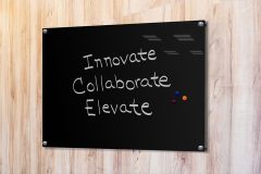 1/4" Black Glass Dry Erase Board, Standoff Mount, Nonmagnetic
