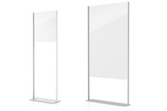 Standing Social Distancing Barrier, Acrylic not included, Black, 14" H X 72" W