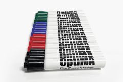 12 Pack Assorted Chisel Point Dry Erase Marker 12 / Box, 3 Each of Black, Blue, Green, Red