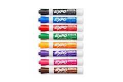 Set of 8 Assorted Color Low Odor Dry Erase Expo Chisel Tip Markers