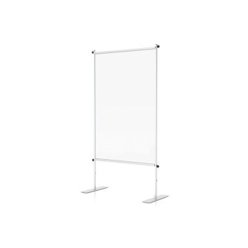 Floor Partition Stand with Clear Vinyl, Standard or Mobile Base