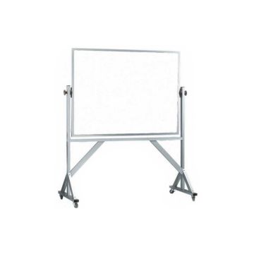Portable Porcelain Steel Dry Erase Unit, 42" x 60", Locking Casters, Reversible