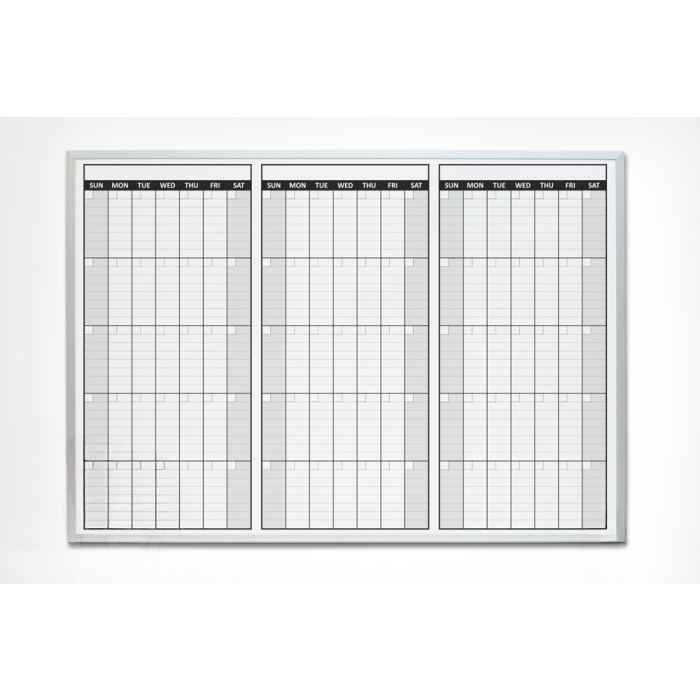 OptiMA® Non-Magnetic Three Month Dry Erase Calendar