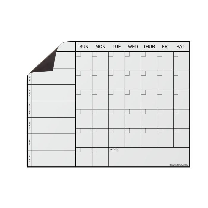 OptiMA® Weekly Magnetic Refrigerator Calendar 30 Days
