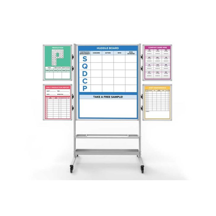 Mobile Multiboard Dry Erase Station with custom printed magnets