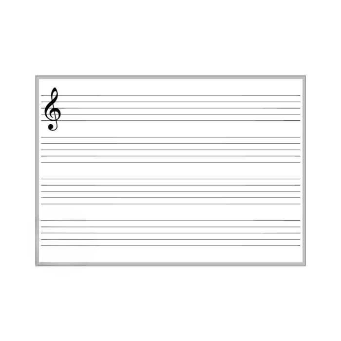Dry Erase Music Print Board, Aluminum Trim and Tray, Magnetic Receptive