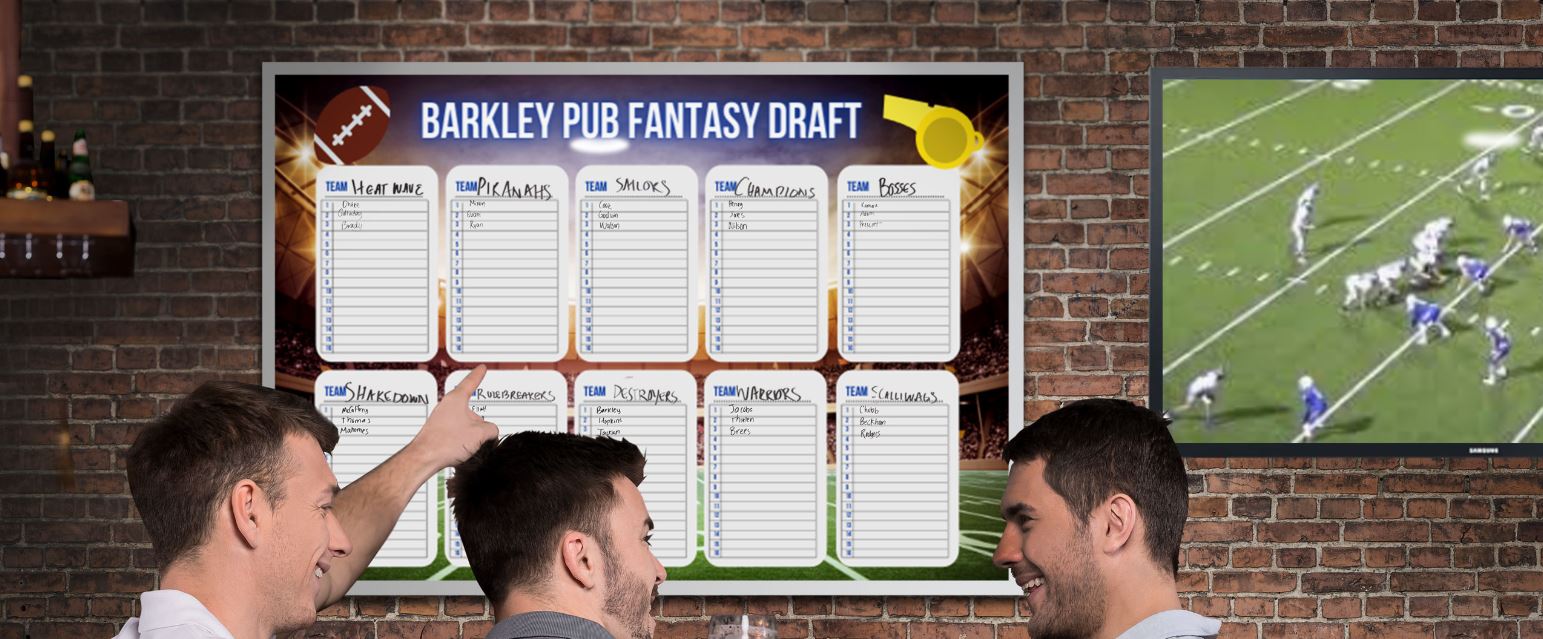 Custom Fantasy Football Draft Dry Erase Boards