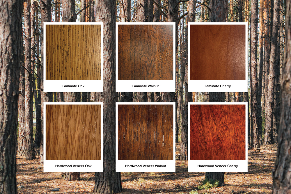 laminate and hardwood finish swatches