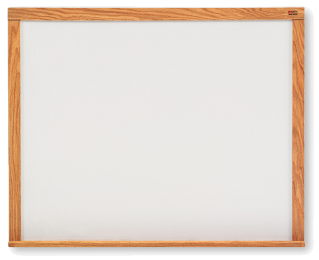 whiteboard with an oak wood border for new year's resolutions