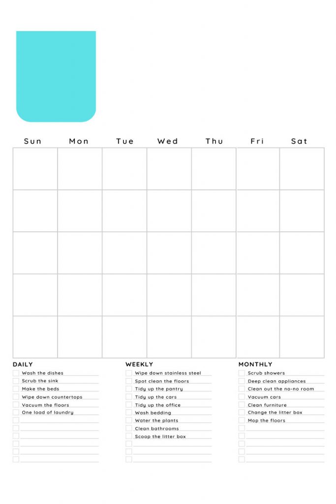 cleaning calendar whiteboard